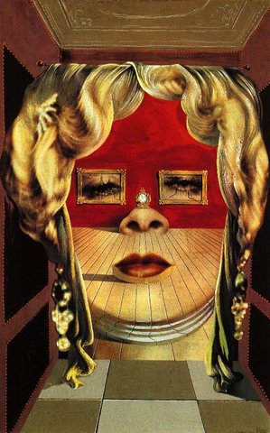 Retrato de Mae West que puede utilizarse como apartamento surrealista por Dalí