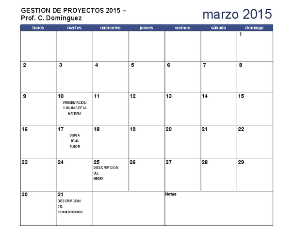 5. Cronograma de Trabajo