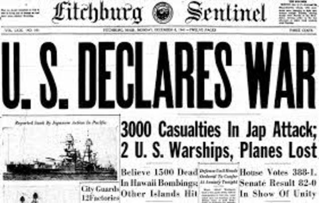 United States, and Great Britain Declare War On Japan