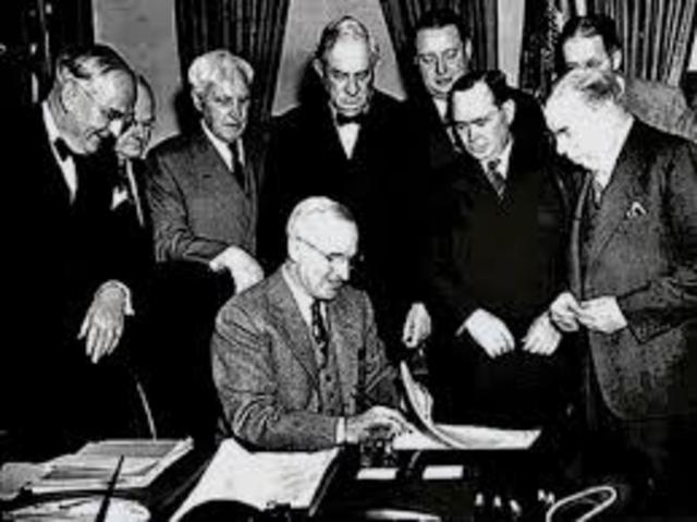 United States announces Truman Doctrine and Marshall Plan