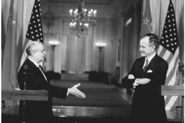 Bush and Gorbachev agree to the reunification of Germany