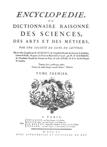 Diderot published The Encyclopedia