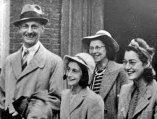 Anne Frank and family arrested by the Gestapo in Amsterdam, Holland.