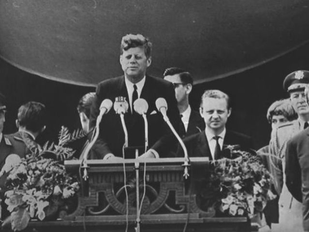 President John F. Kennedy delivers famous "Ich Bin Ein Berliner" speech