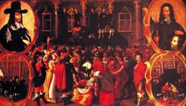 O rei Carlos I foi executado e Olliver cromwell tomou o poder