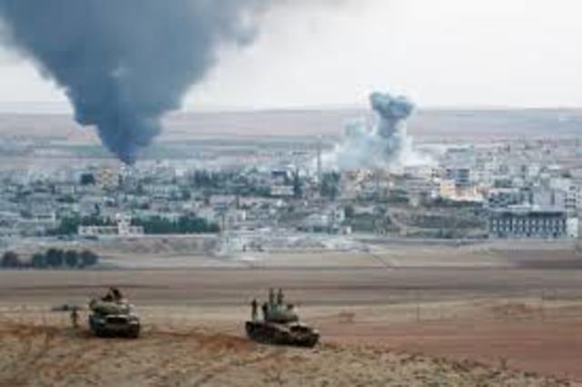 Air strikes and ISIS atack on Kobani.