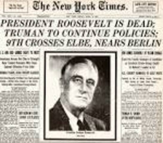 US President Franklin Roosevelt dies