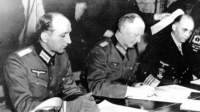 Germany surrenders to the Allies.