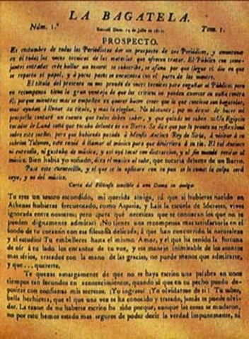 Antonio Nariño funda "La Bagatela".