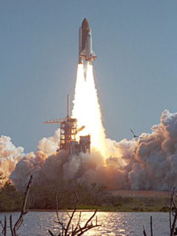 Space shuttle Challenger explodes