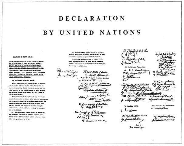 Declaration of Untied Nations Signed