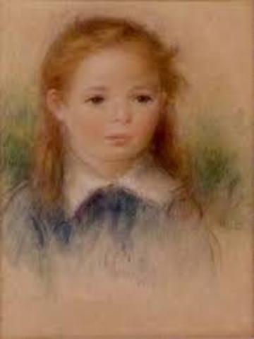 Retrato de una niña. sobre papel montado en cartoncillo. Pierre-Auguste Renoir