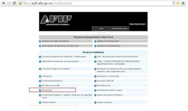 Ingresar al Servicio Monotributo