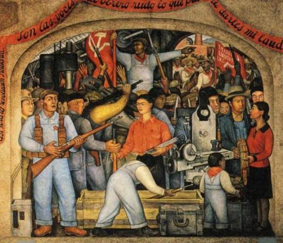 Diego Rivera puts Kahlo in his Mural