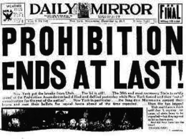 Twenty-first Amendment repeals prohibition