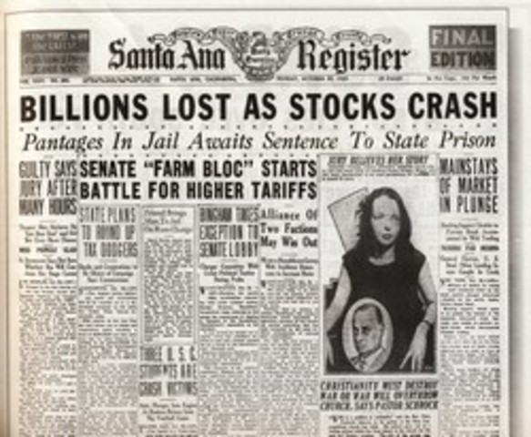Stock Market Crashes-Great Depression Begins
