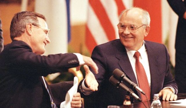 Bush and Gorbachev hold summit in Washington, D.C.