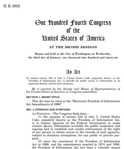 Ford vetoes the Freedom of Information Act Amendments (Ford)