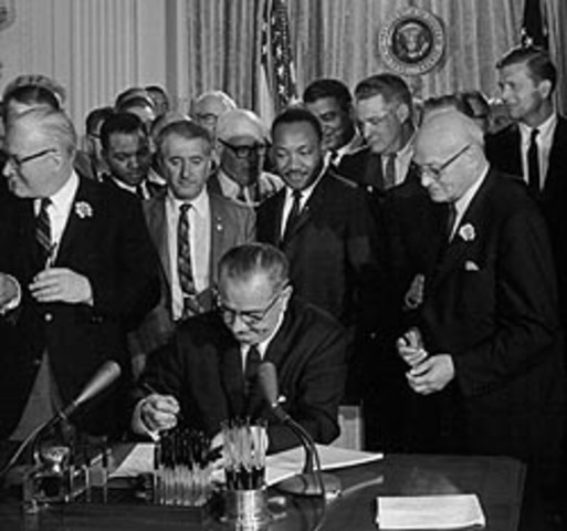 President Johnson signs Civil Rights Act  of 1964