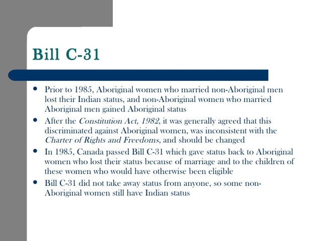 1985 Passing of Bill C-31