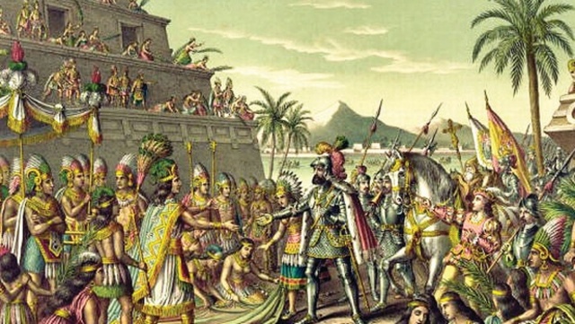 Cortes defaeat Aztecs