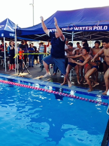 Winning swimming league championship