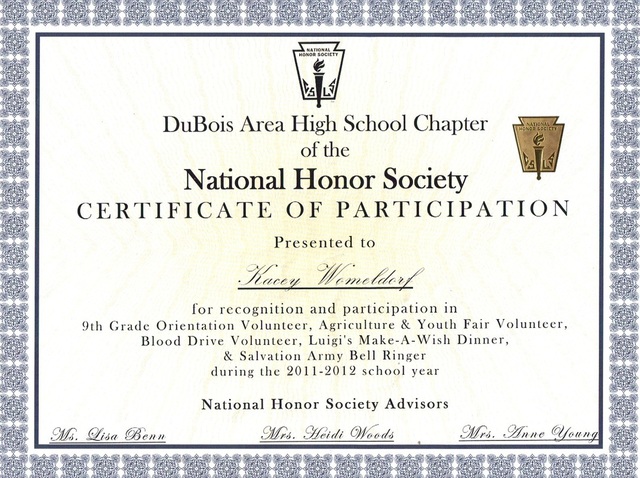 Volunteer Work Completed