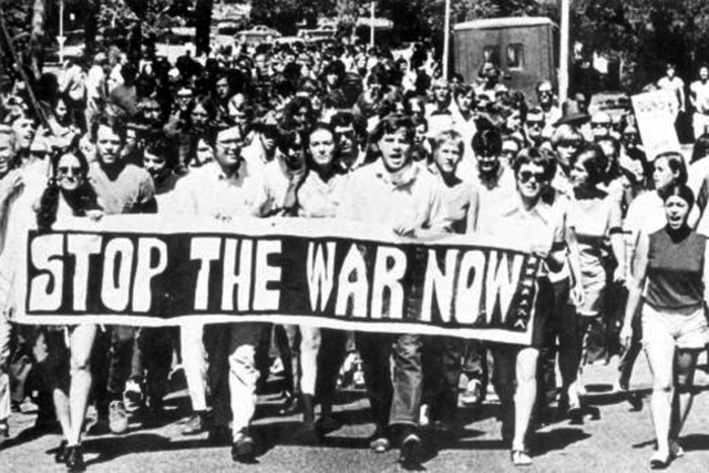 Some protests against the War began