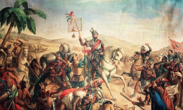 Cortes defeat of Aztecs