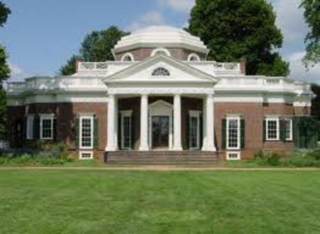 Construction began on the Monticello, Jefferson's personal house.