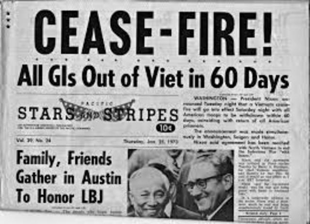 Paris Peace Accords was signed and ended the U.S. invovlment in vietnam