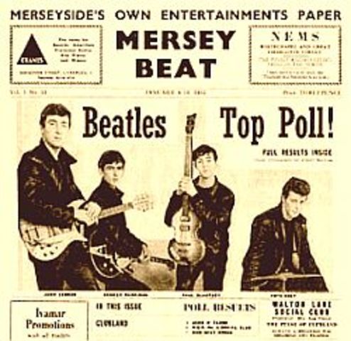 The Beatles feature on the front page of Mersey Beat.