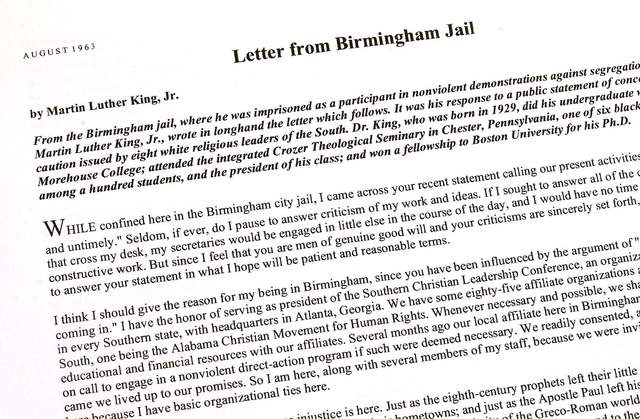 MLK Jr. writes letter from Birmingham Jail