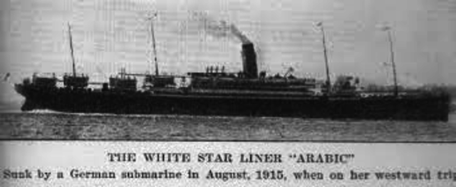 Sinking of British liner Arabic