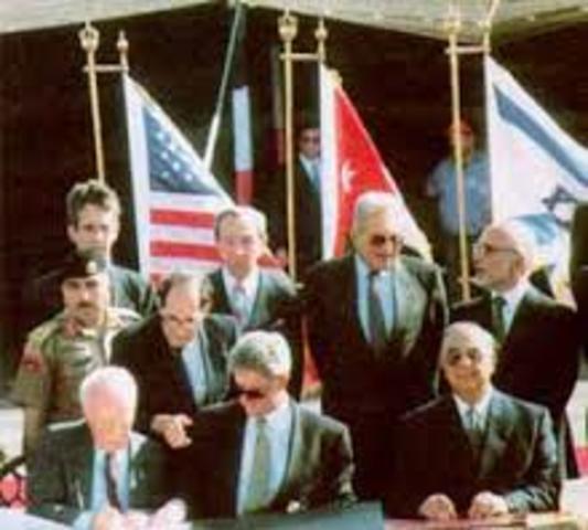 Israel and Jordan sign a peace treaty