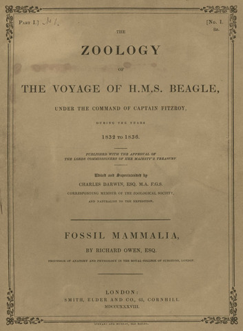 Zoology of the Voyage of H.M.S. Beagle published