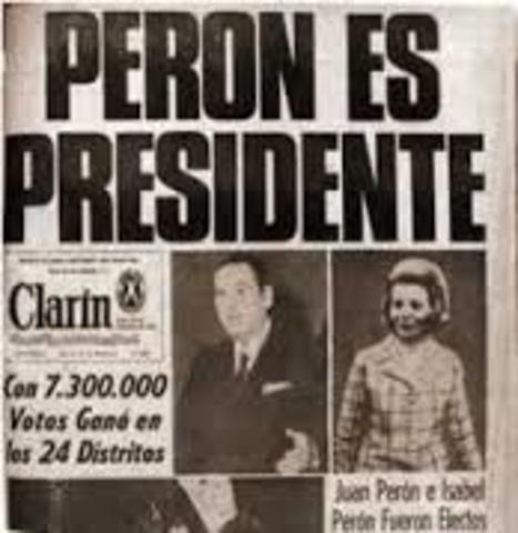 Cuando Juan Domingo Perón gana las elecciones presidenciales presenta su renuncia.