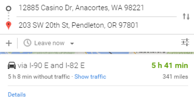 Start of Trip (gas stop #2) arrive at 1-1:48 pm