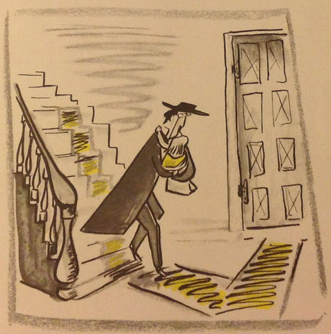 Le médicin, dans ses bras, porte Madeleine en bas.