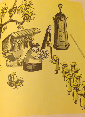 Les filles obtenissent les fleus pour Madeleine.