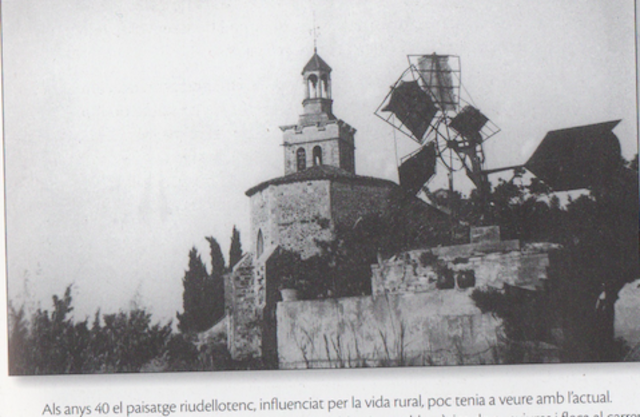 La iglesia de Riudellos y el molino en el año 40.