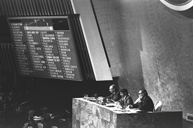 The PLO is granted observer status at the UN.