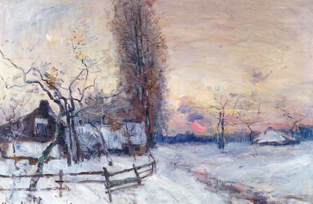 "Puesta de sol sobre la nieve", Guillaume Vogels