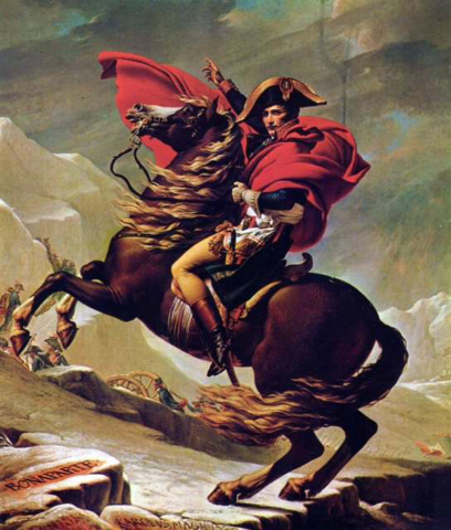 "Napoleón cruzando los Alpes", Jacques Louis David