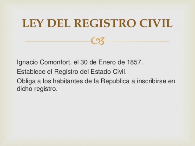 SECULARIZACION DEL REGISTRO CIVIL Y DE LOS CEMENTERIOS