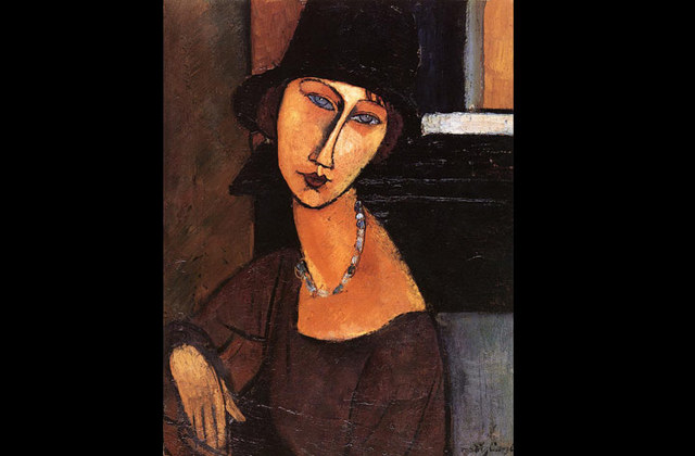 Jeanne Hebuterne con sombrero y collar