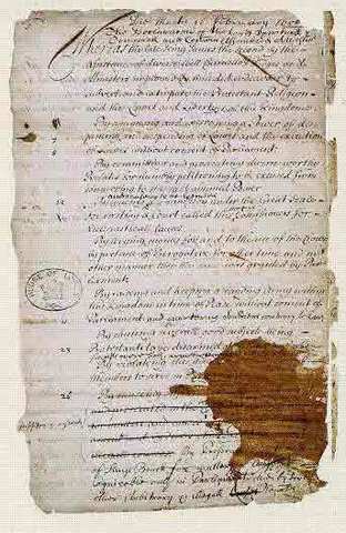 Carlos I assina a petição de direitos