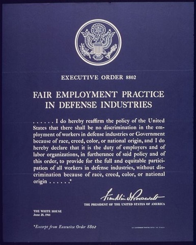 Executive Order forbids race discrimination in hiring