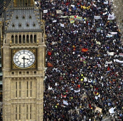 Protests against war in london