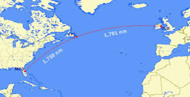 The first flights across the ocean began